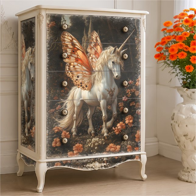 Papel De Seda Unicórnio de Asa de Borboleta Laranja Decoupage  (Criador carregado)