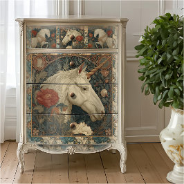 Papel De Seda Unicórnio em estilo Art Nouveau Botânico William M