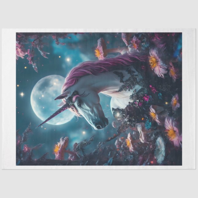 Papel De Seda Unicórnio Flor Rosa (Frente )