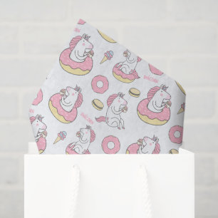 Papel De Seda Unicórnio Mágico Dirigindo um Padrão de Rosquin