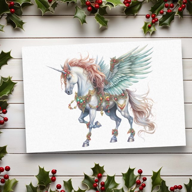 Papel De Seda Unicórnio Pegasus de Natal em Aquarela (Criador carregado)