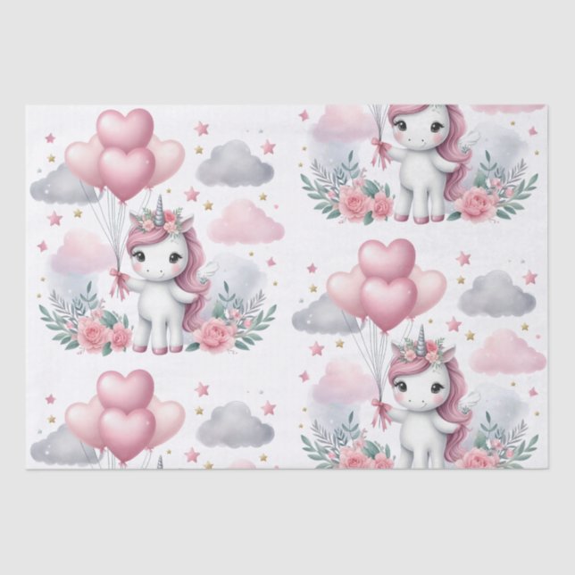 Papel De Seda Unicórnio Rosa (Frente )