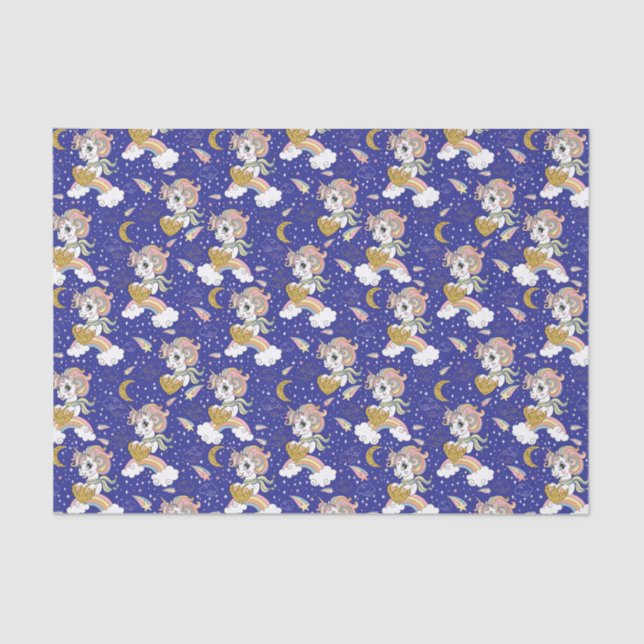 Papel De Seda Unicórnios E Rainbows (Frente )