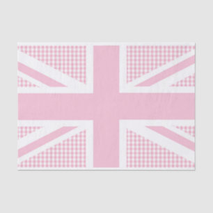 Papel De Seda Union Jack no teste padrão cor-de-rosa do guingã