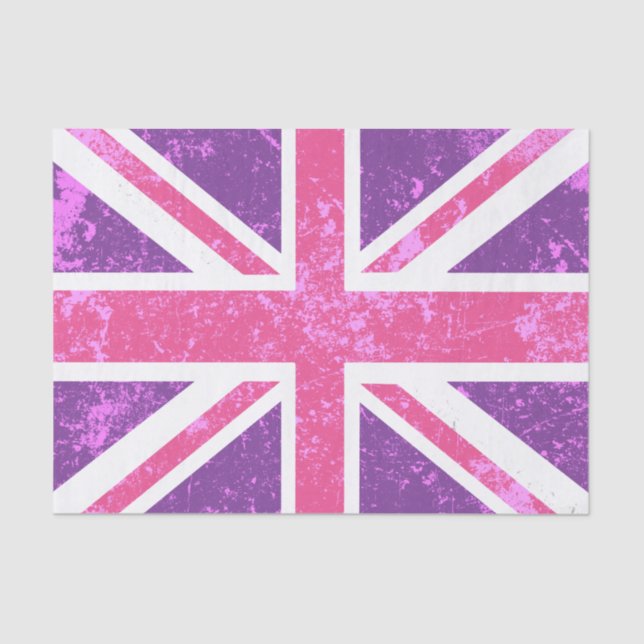 Papel De Seda Union Jack, roxo e rosa (Frente )