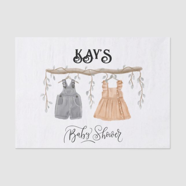 Papel De Seda Unisex Twins Greenery Chá de fraldas Floral (Frente )