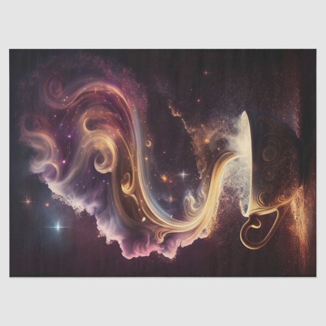 Papel De Seda Universo Java, Estrelas de Café Fumegante (Frente )
