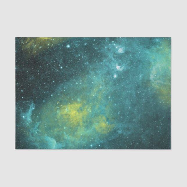 Papel De Seda Universo Nebulosa da Estrela Amarela Verde Espacia (Frente )