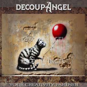 Papel De Seda Urbano Whimsy: O Gato Strike e o Balão Vermelho