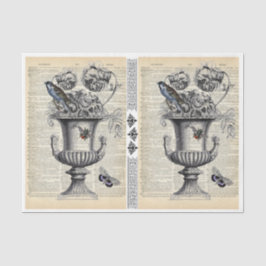 Papel De Seda Urn Floral com Ave e Abelha