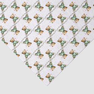 Papel De Seda Ursa Teddy Fofa em um Nuvem Fofa com PJs Verdes