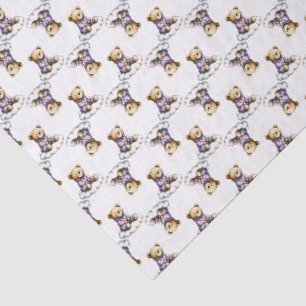 Papel De Seda Ursa Teddy Fofa em uma Nuvem Fofa PJs Roxas