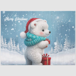 Papel De Seda Ursinho bonitinho com chapéu de Natal