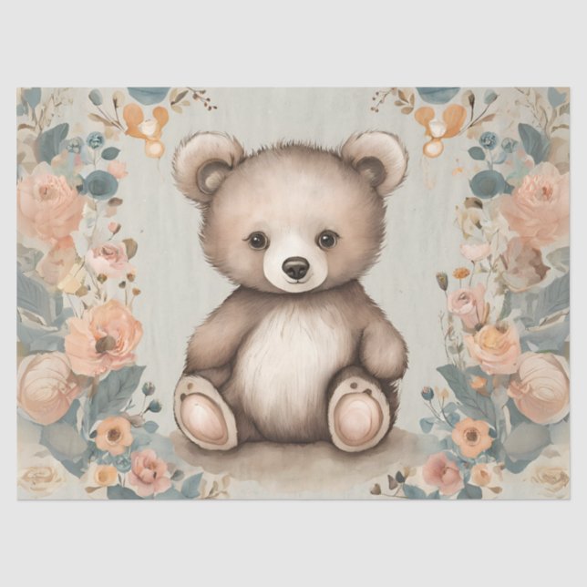 Papel De Seda Ursinho Caprichoso Decoupage (Frente )