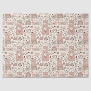Papel De Seda Ursinhos de pelúcia em berçário Boho com Arco-íris