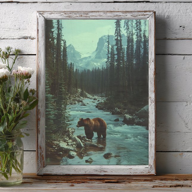 Papel De Seda Urso Antigo em um Córrego Decoupage (Criador carregado)