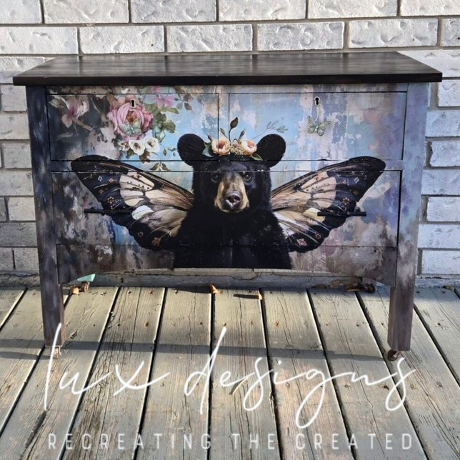 Papel De Seda Urso Borboleta Caprichosa Decoupage Floral (Another fabulous piece by Bonnie from Lux Designs. Follower her on Facebook @luxdesigns73)