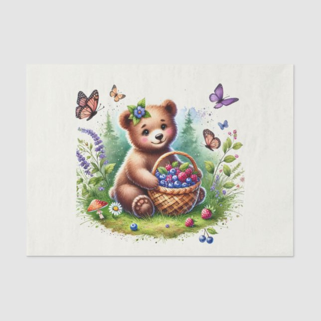 Papel De Seda Urso de dissociação de animais da floresta (Frente )