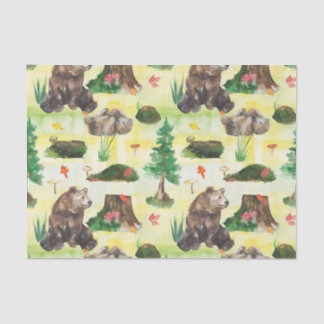 Papel De Seda Urso de madeira com ursos