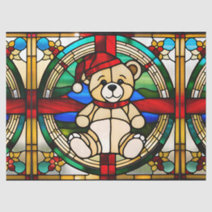 Papel De Seda Urso de Natal em Vidro Pintado Falso para Decoupag