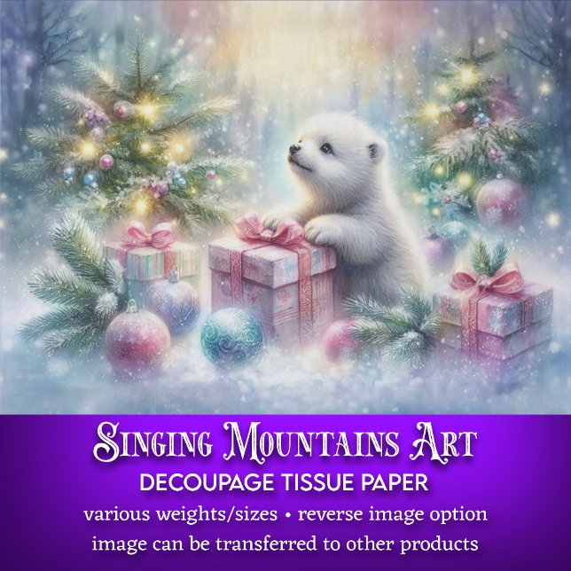 Papel De Seda Urso de Natal & Presentes em Decoupage Florestal (Criador carregado)