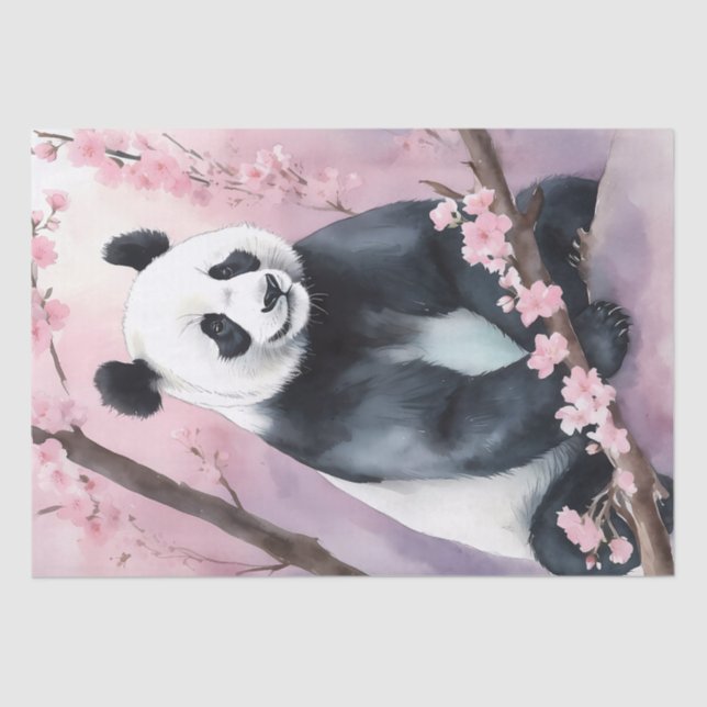 Papel De Seda Urso de Panda de Pintura em Aquarela (Frente )