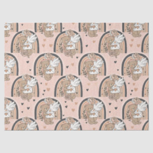 Papel De Seda Urso de pelúcia neutro Arco-íris em Marrom e Taupe