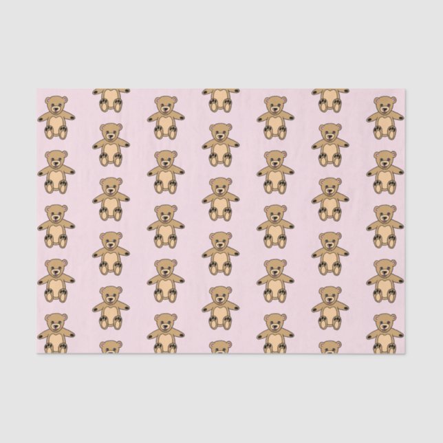Papel De Seda Urso de Teddy Castanho-Gelado para Crianças Rosa (Frente )