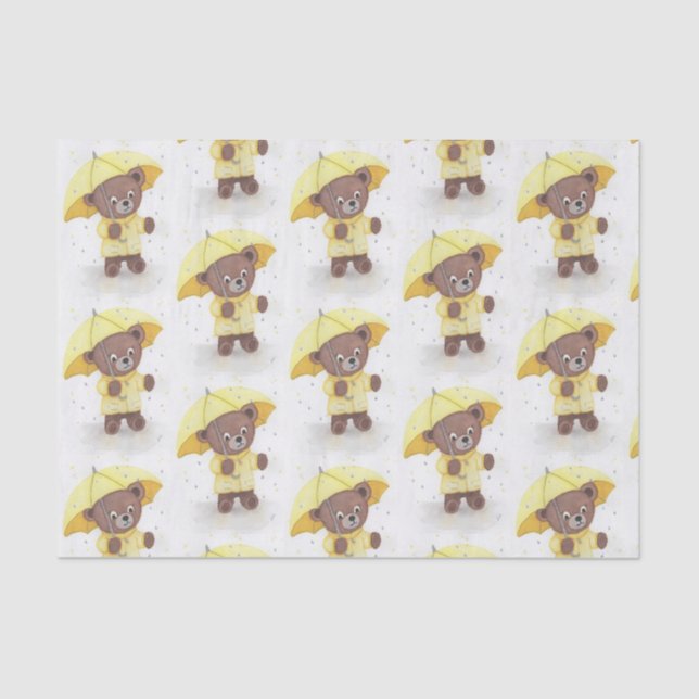 Papel De Seda Urso de Teddy na Chuva (Frente )