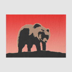 Papel De Seda Urso Grizzly no Sunset - Arte Original sobre Vida