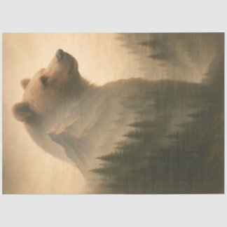 Papel De Seda Urso Montês na Montanha Nebulosa Decoupage
