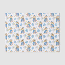 Papel De Seda Urso Navegador Náutico de Cores Aquáticas