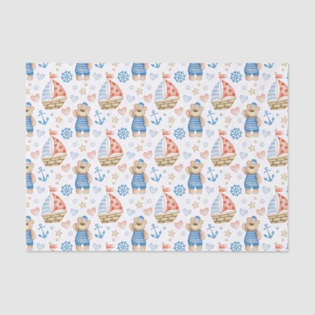 Papel De Seda Urso Navegador Náutico de Embarcação Navegável (Frente )