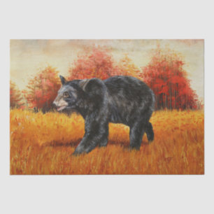 Papel De Seda Urso Negro na Floresta do outono