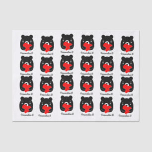 Papel De Seda Urso negro segurando um coração