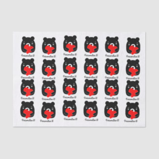 Papel De Seda Urso negro segurando um coração