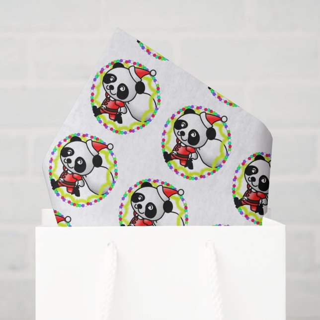 Papel De Seda Urso Panda do Papai Noel Fofo com Saco de Brinqued (Sacola de presentes)