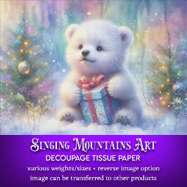 Papel De Seda Urso Polar Bonito de Bebê com Decoupage de Present