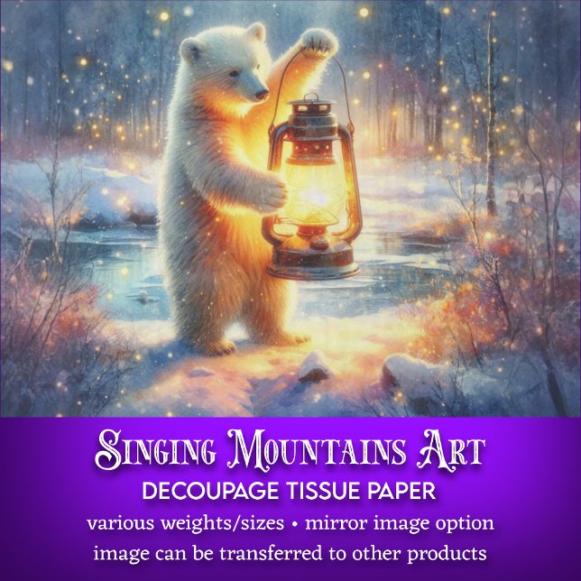 Papel De Seda Urso Polar com Lanterna na Desnutação da Floresta  (Criador carregado)