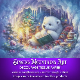 Papel De Seda Urso Polar De Natal Mágico Na Decoupage Da Caverna