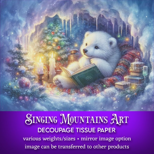 Papel De Seda Urso Polar De Natal Mágico Na Decoupage Da Caverna (Criador carregado)