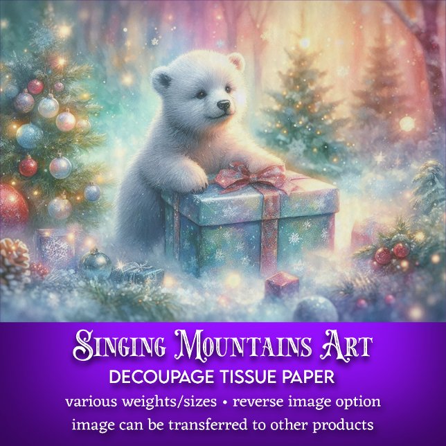 Papel De Seda Urso Polar Festivo com Decoupage de Presente Gigan (Criador carregado)