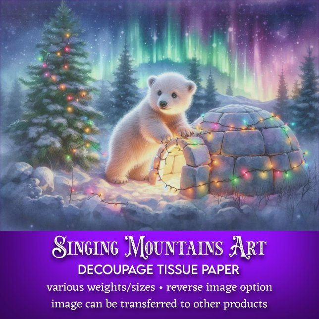 Papel De Seda Urso Polar Festivo Decorando Decoupage de Igloo (Criador carregado)