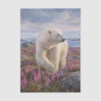 Papel De Seda Urso Polar Flor Silvestre Tundra Ártica