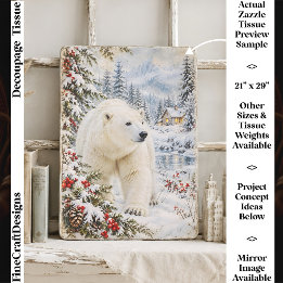 Papel De Seda Urso Polar Vintage, Floresta de Inverno, Natal FY3