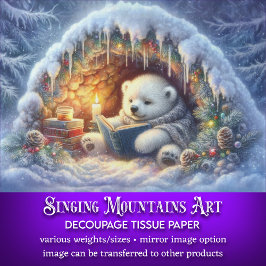 Papel De Seda Urso Polar Whimsso Livro Inverno Lendo Desordem