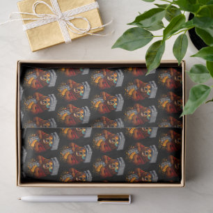 Papel De Seda Urso Retro Com Chapéu Espeto de Queijo e Óculos de