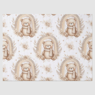 Papel De Seda Urso Teddy Boho Arco-íris Floral Neutro (2)