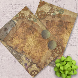 Papel De Seda Ursos de Mapa de Vintagem Steampunk