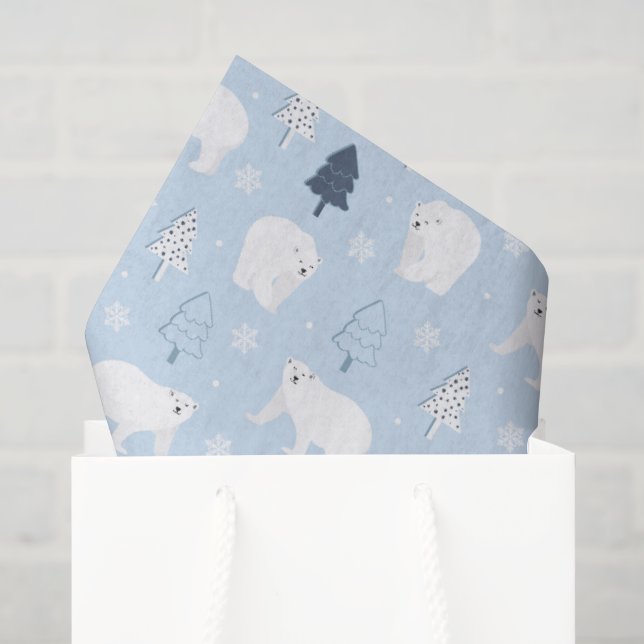 Papel De Seda Ursos Polares nos Bosques de Inverno (Sacola de presentes)